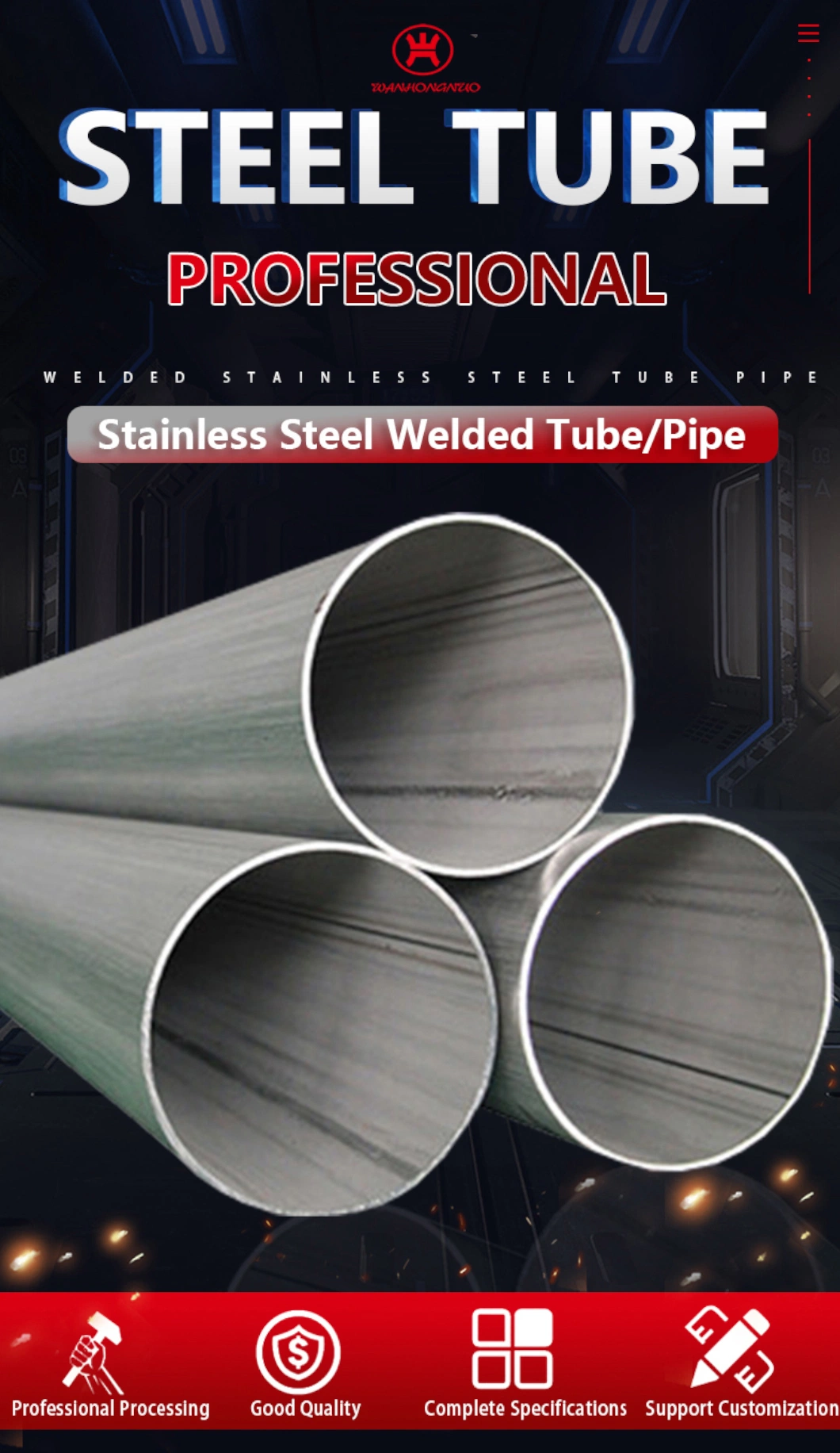 Thick Wall Brazing Stainless Steel Tube SUS304 Stainless Steel Pipe Expander for Shopping Mall